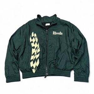 Rhude Senna Flight Jacket Men’s XL Green Nylon Graphic Zip Streetwear Rare
